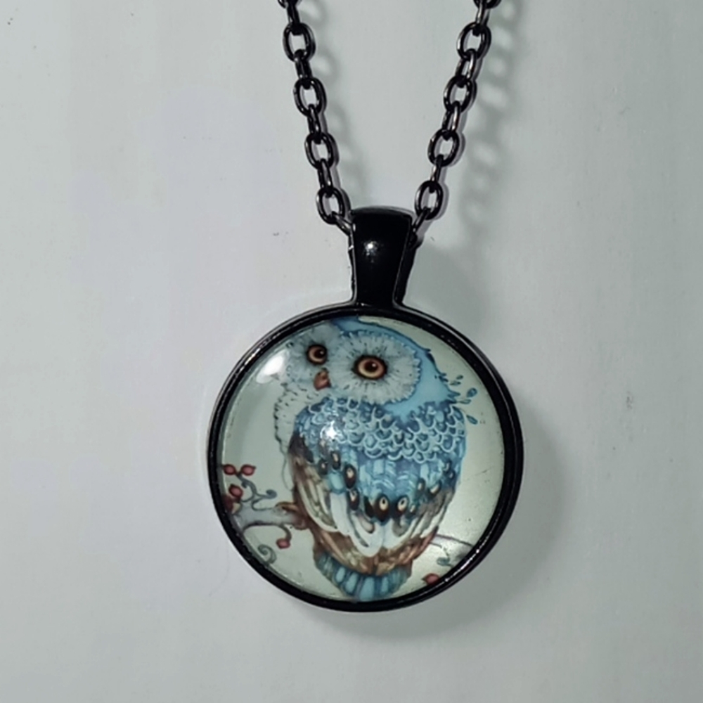 Owl Cabochon Pendant Necklace